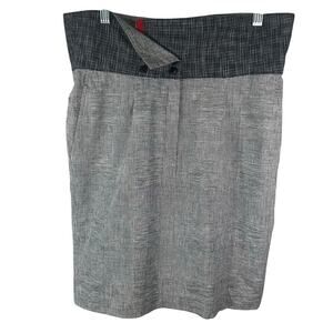 Cordelia gray and black plaid knee length lined high waist skirt size 6